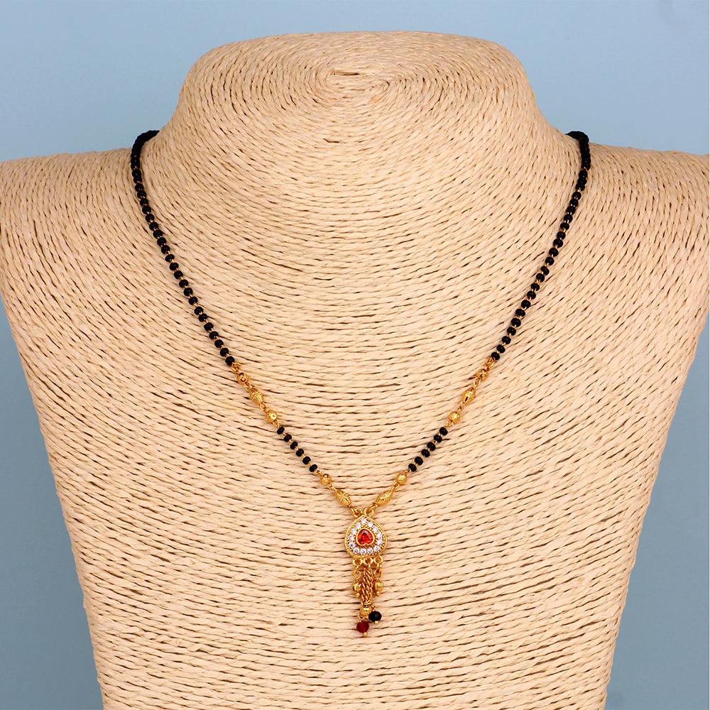 Mahi Adorable Mangalsutra / Tanmaniya with Black Beaded Chain and Crystals for Women (PS1101788G)