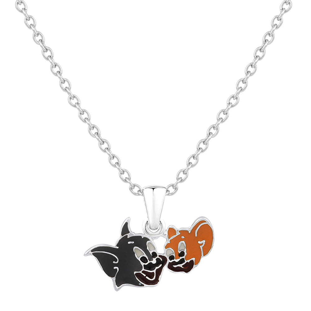 Mahi Rhodium Plated Cartoon Pendant for Kids with Meena Work Enameled (PS1101835R)