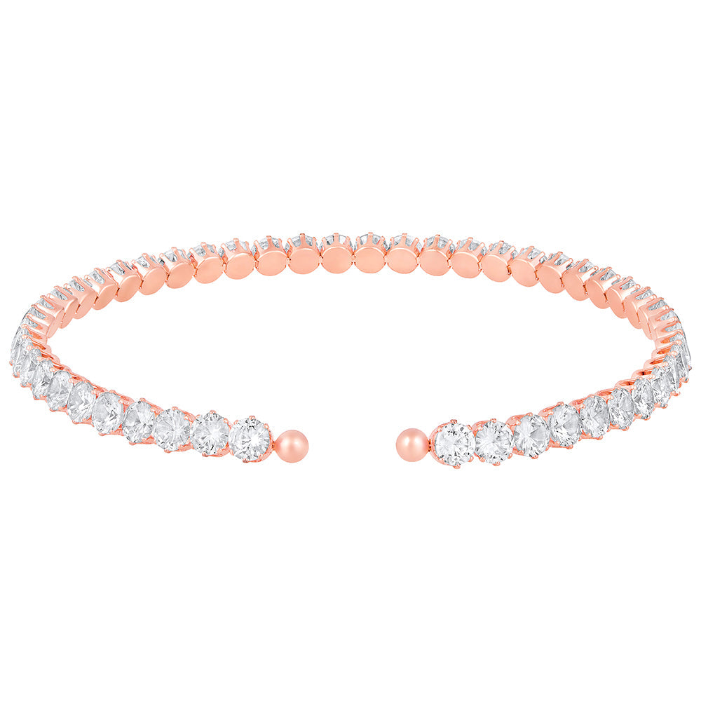 Mahi Rose Gold Plated Adjustable Choker Necklace with Cubic Zirconia Stone for Women (PS1101850ZWhi)