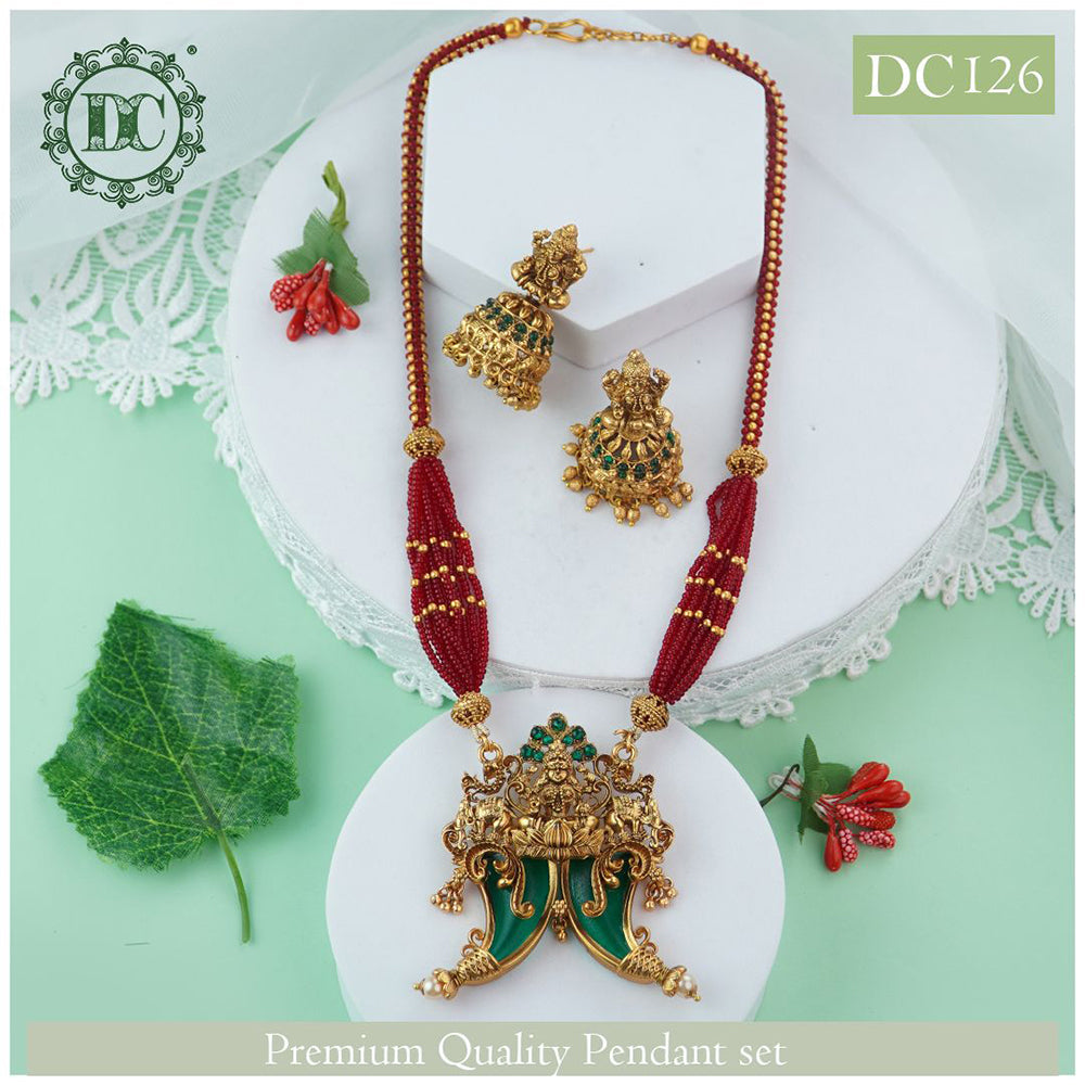 Diksha Collection Matte Finish Temple Long Necklace Set