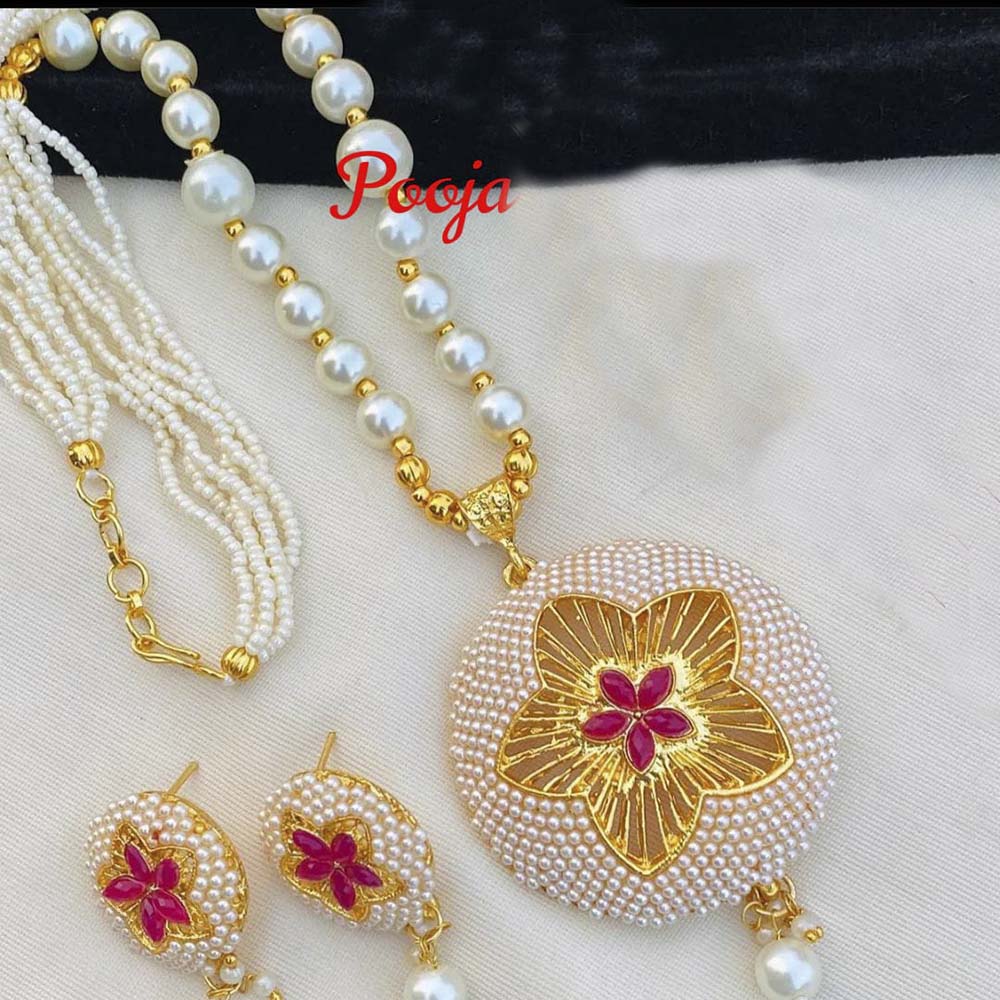 Pooja Bangles Austrian Stone Pearl Long Necklace Set