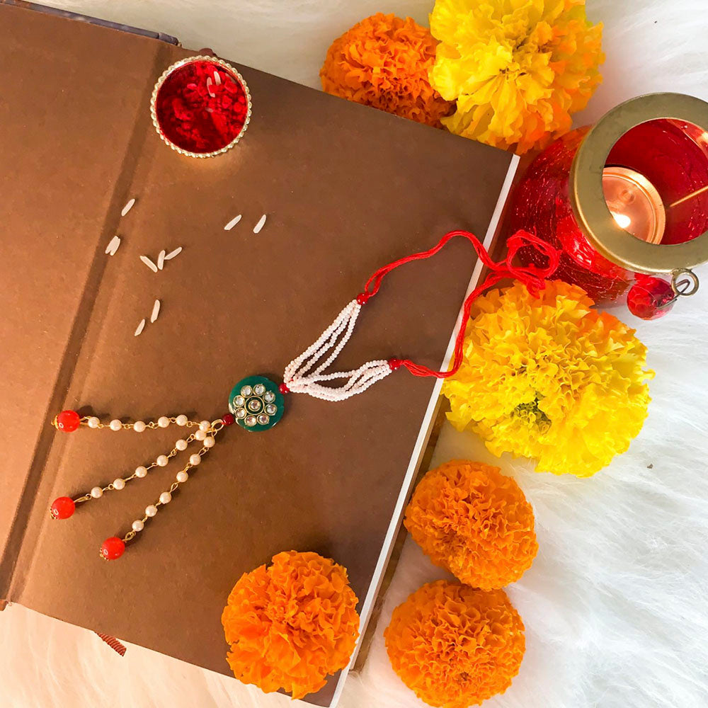 Etnico Designer Bhaiya Bhabhi Hanging Lumba Rakhi for Rakshabhandan Special (R012-L)