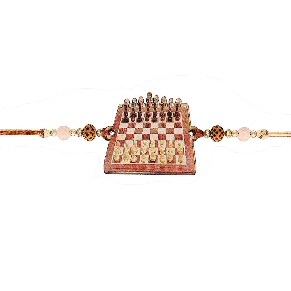 Etnico Rakshabandhan Special Fancy Chess Board Wooden Rakhi For Kid's/Brother (R063)