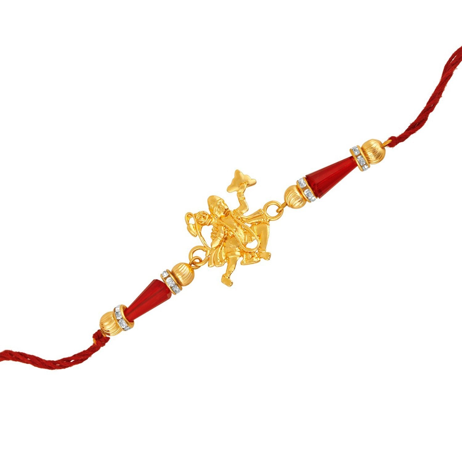 Mahi Gold Plated Spiritual Hanuman Rakhi With Crystals For Men/Boys (Bracelet) RA1100589G