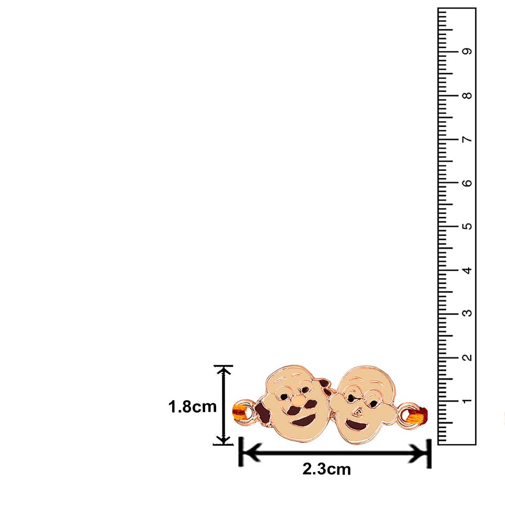 Mahi Rose Gold Plated Cartoon Rakhi for Kids with Meena Work Enameled (RA1100667Z)