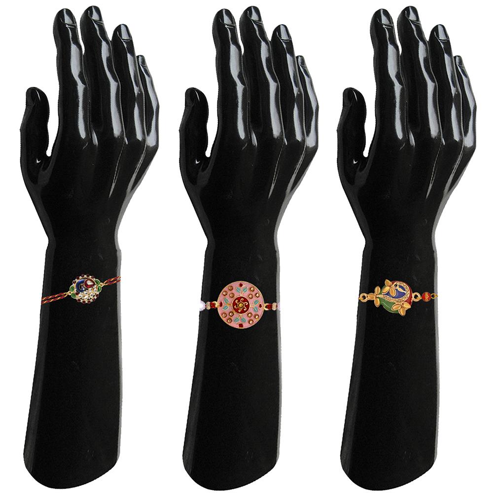 Mahi Combo of Designer Rakhi's with Multicolor Crystal and Artificial Pearl for Bhaiya (RCO1105235M)