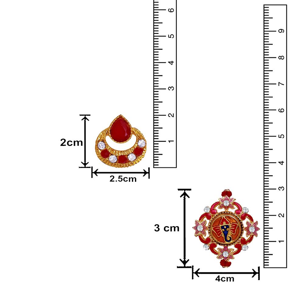 Mahi Combo of 2 Designer Red, White Crystals, Artificial Pearl Rakhi's for Brother (RCO1105244G)