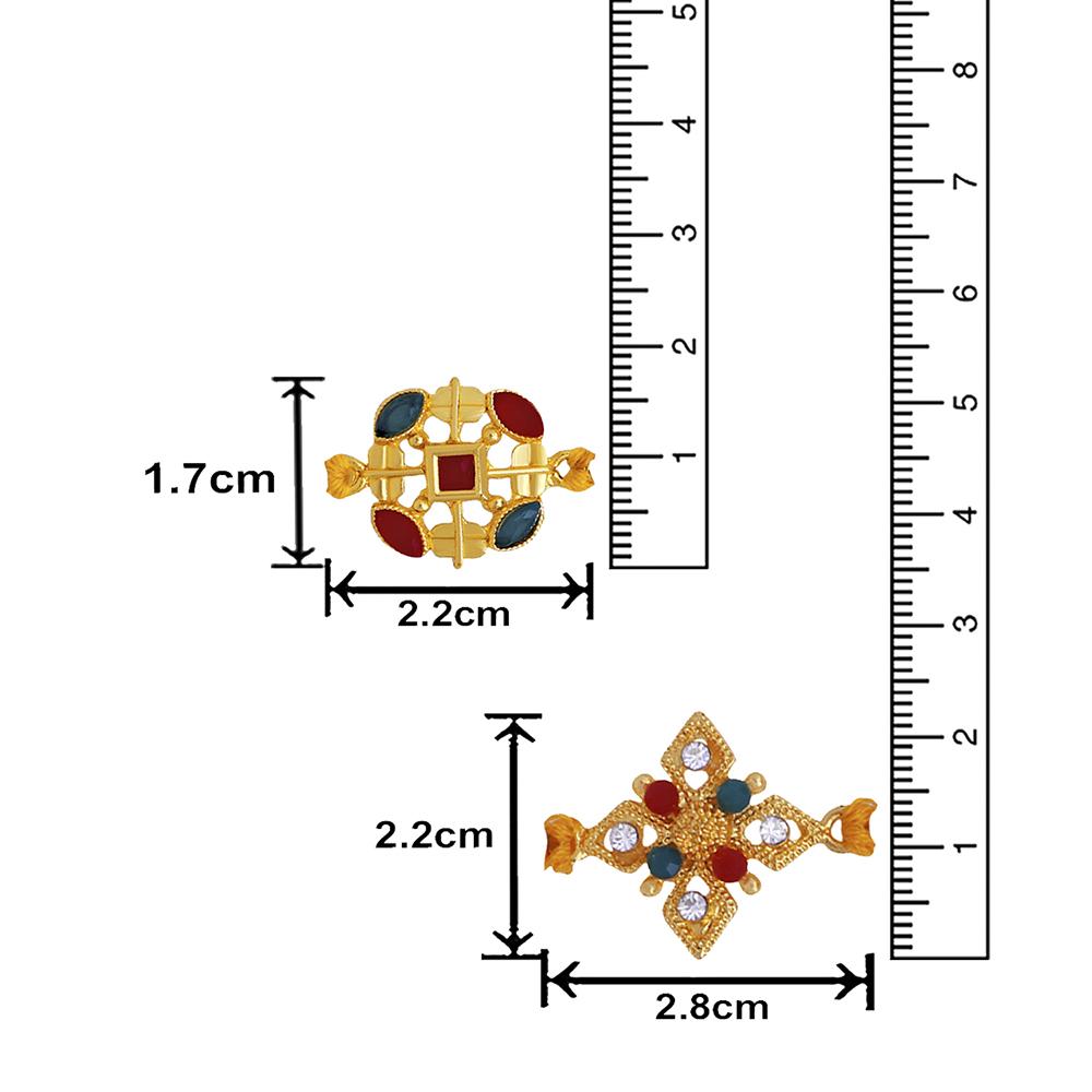 Mahi Combo of 2 Designer Multicolor Crystals and Artificial Pearl Rakhi's for Brother (RCO1105246G)