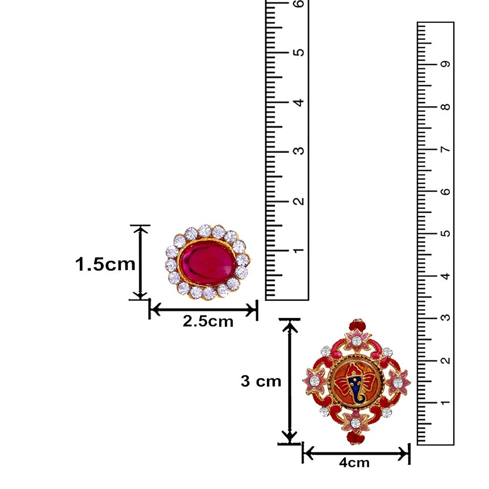 Mahi Combo of 2 Designer Pink, White Crystals and Artificial Pearl Rakhi's for Brother (RCO1105248G)