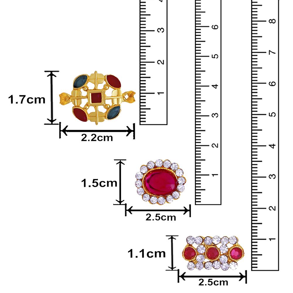 Mahi Combo of 3 Designer Multicolor Crystals Rakhi's for Brother (RCO1105251G)