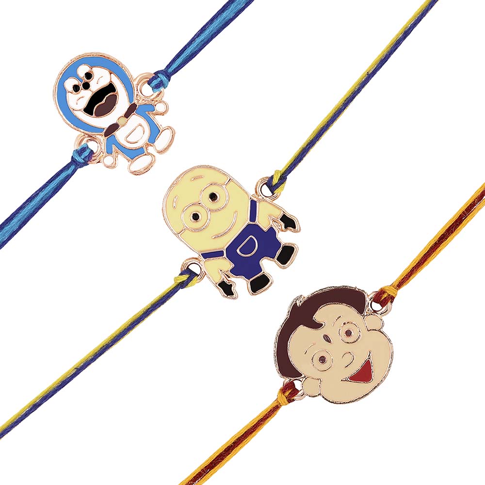 Mahi Combo of 3 Popular Trendy Cartoon Kids Rakhi with Meena Work (RCO1105332Z)