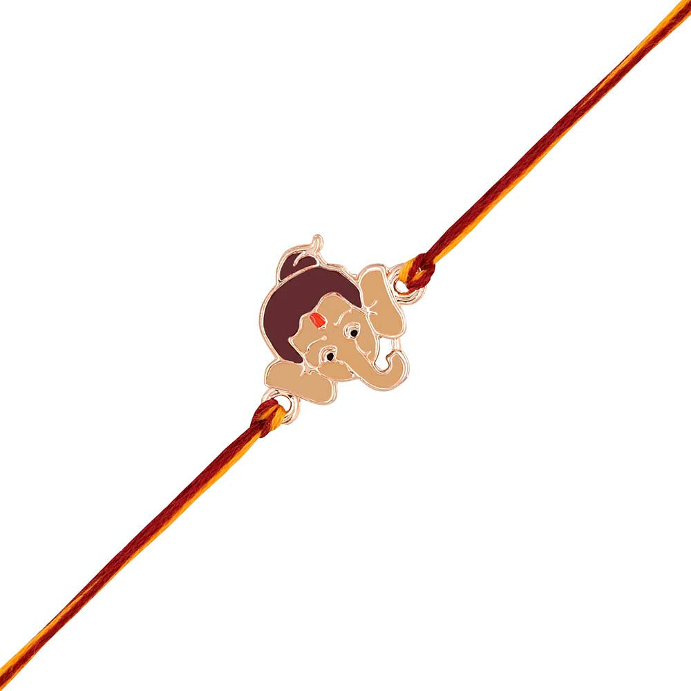 Mahi Combo of Bal Ganesh and Bal Hanuman Kids Rakhi with Meena Work (RCO1105335Z)