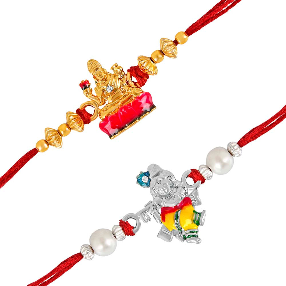 Mahi Combo of Maa Laxmi, Hanuman, Om and Krishna Rakhis for Men (RCO1105375M)