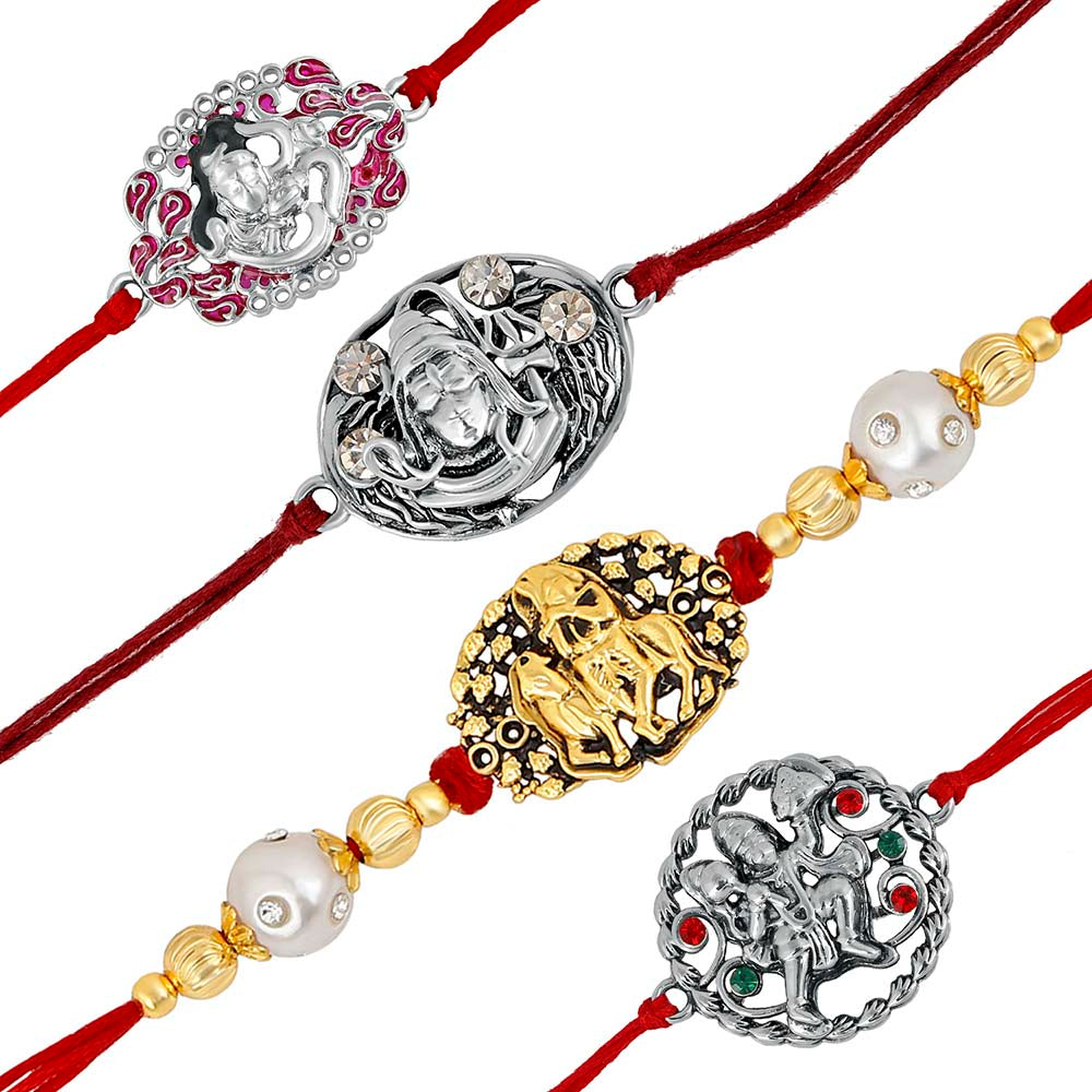 Mahi Combo of Lord Hanuman, Krishna and Shiva Religious Rakhis for Brother / Bhaiya (RCO1105421M)