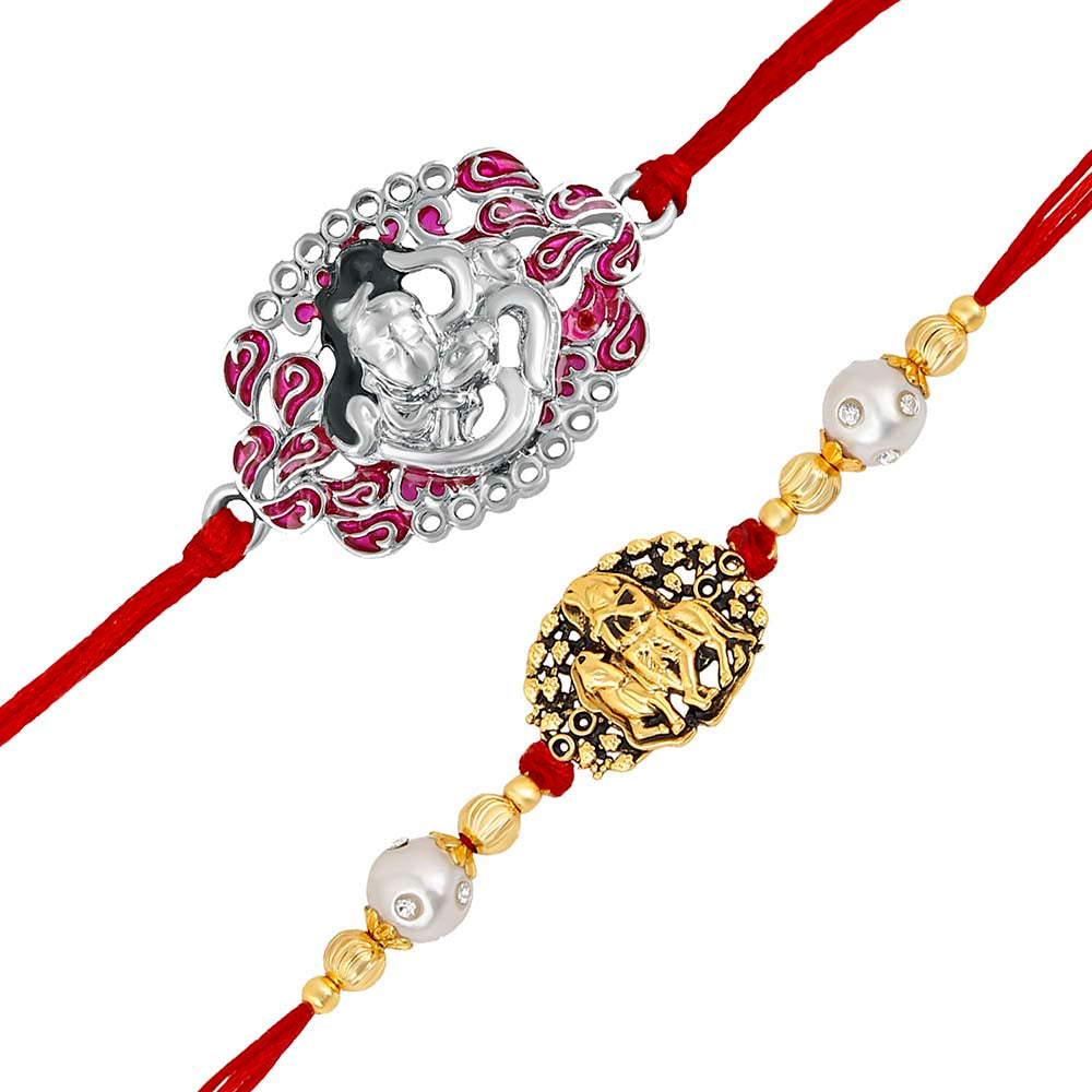 Mahi Combo of Lord Hanuman, Krishna and Shiva Religious Rakhis for Brother / Bhaiya (RCO1105421M)