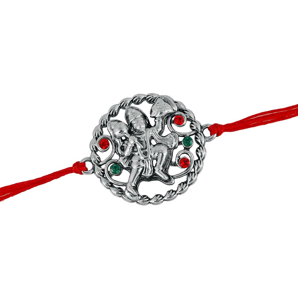 Mahi Combo of Shiva and Hanuman Rakhi with Meena Work and Crystal for Bhaiya / Brother (RCO1105433R)