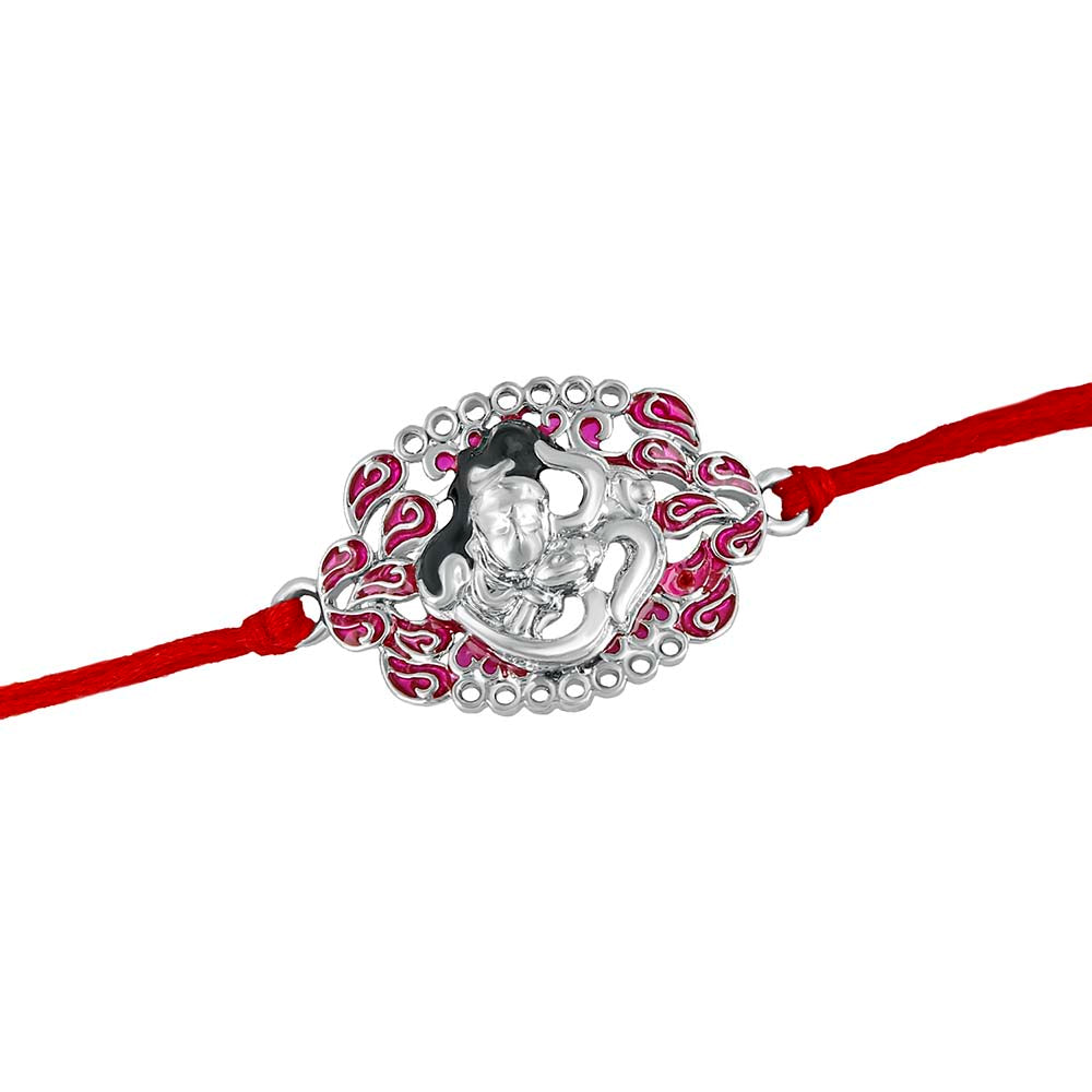 Mahi Combo of Shiva and Hanuman Rakhi with Meena Work and Crystal for Bhaiya / Brother (RCO1105433R)