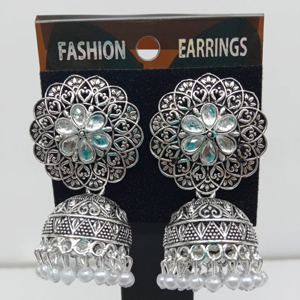 Shagna Silver Plated Pack Of 3 Jhumki Earrings
