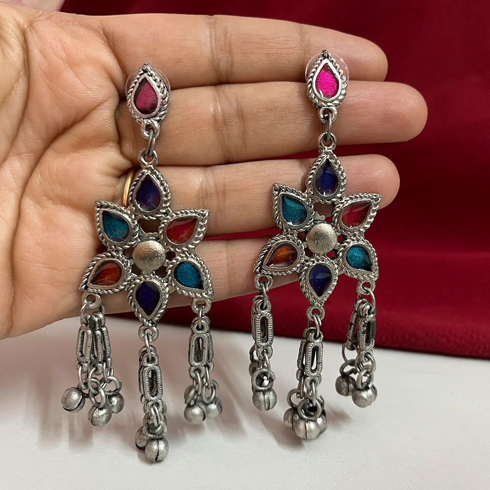 Shringarstreet Germen Silver Multicolored Dangler Earrings