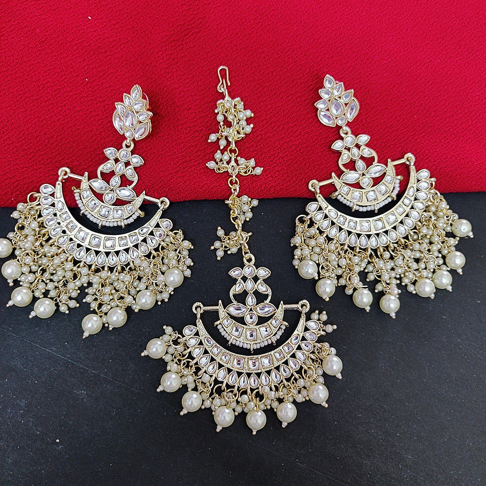 Shringarstreet Light Weight Kundan Stone Necklace Set With Maangtika