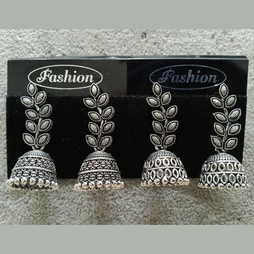 Tahura Oxidized Plated Pack Of 24 Jhumki Earrings ( Assorted Design ) - TAHEAR52