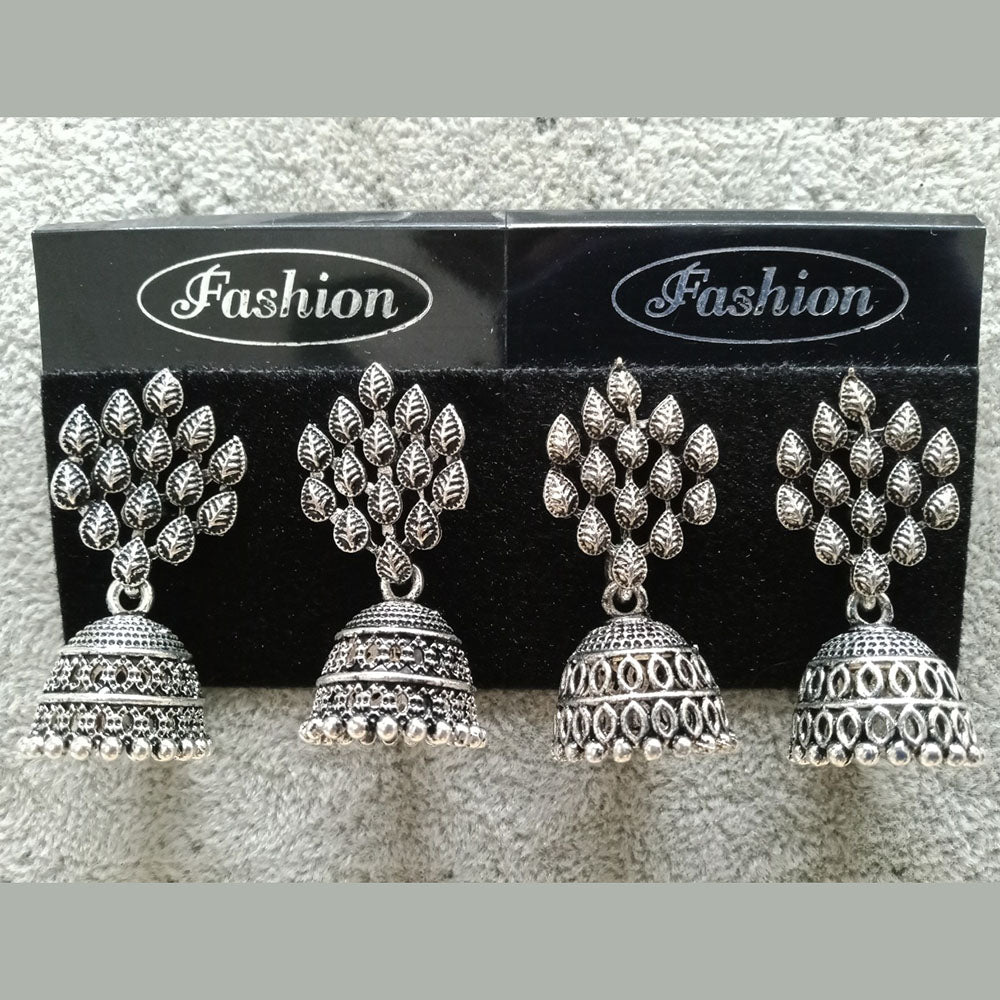 Tahura Oxidized Plated Pack Of 24 Jhumki Earrings ( Assorted Design ) - TAHEAR54