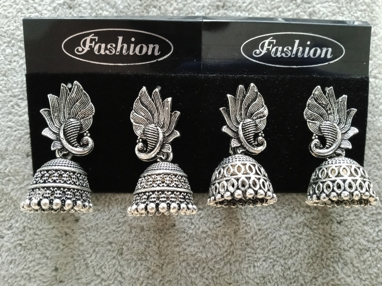 Tahura Oxidized Plated Pack Of 24 Jhumki Earrings ( Assorted Design ) - TAHEAR60