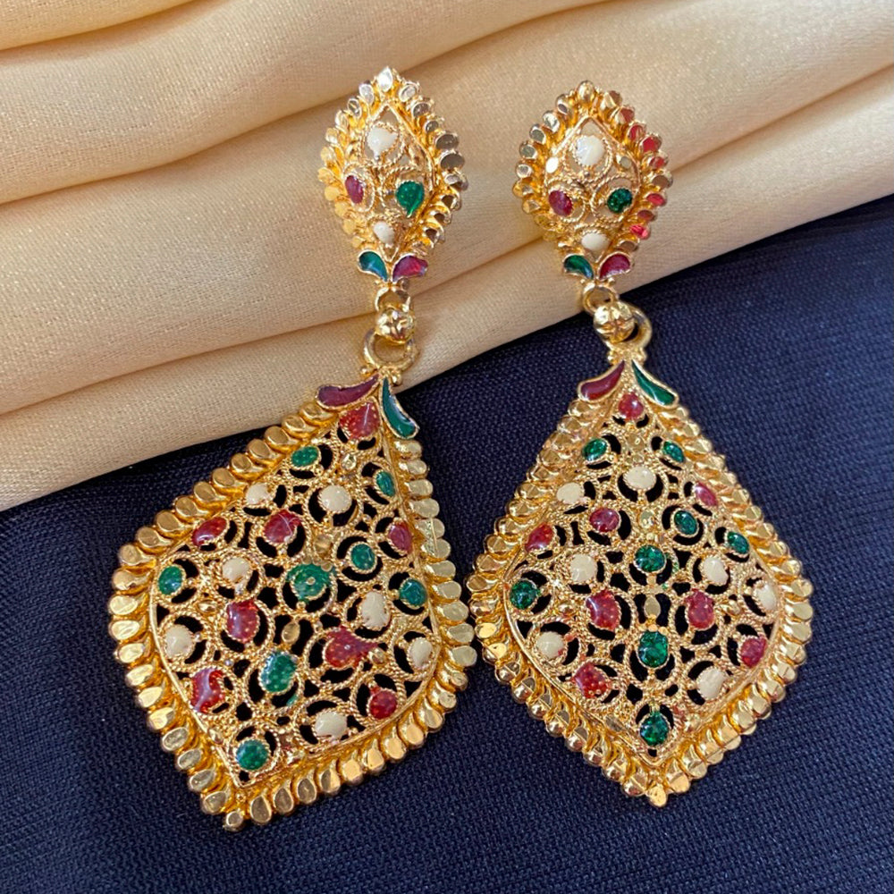 Mahavir Forming Gold Plated Dangler Earrings