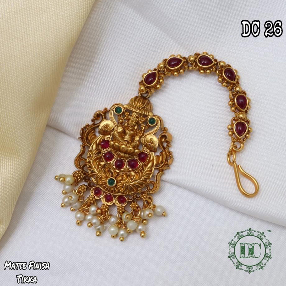 Diksha Collection Gold Plated Pota Stone Maangtikka