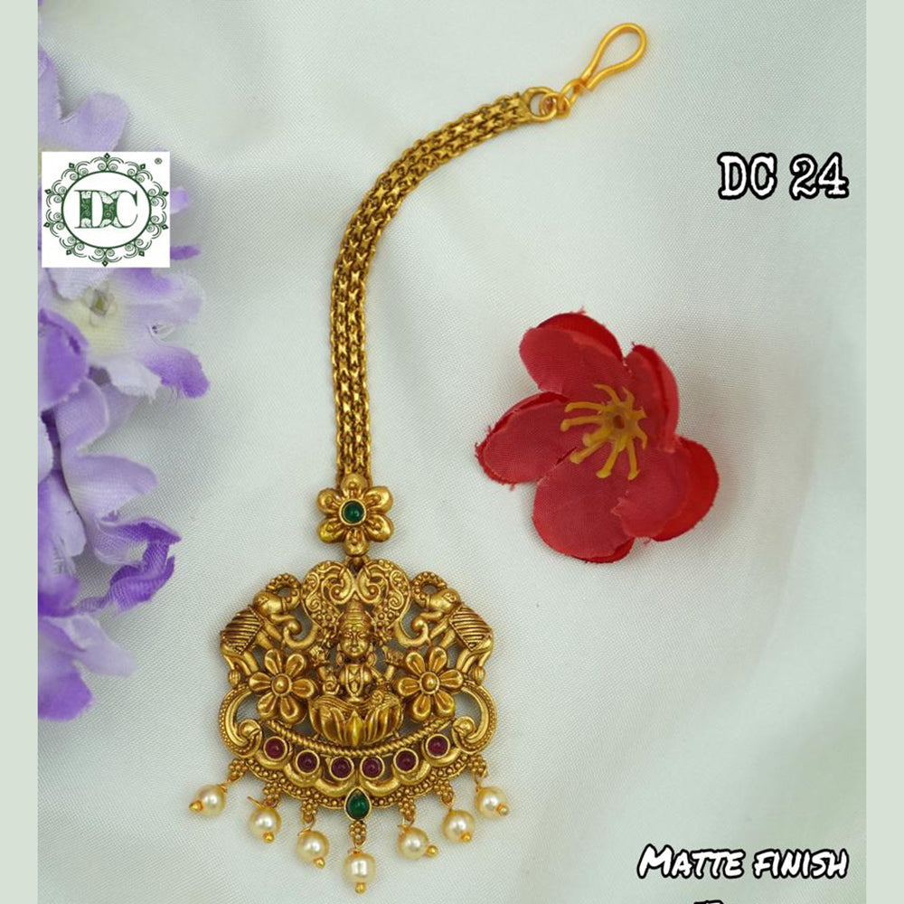 Diksha Collection Gold Plated Pota Stone Maangtikkka