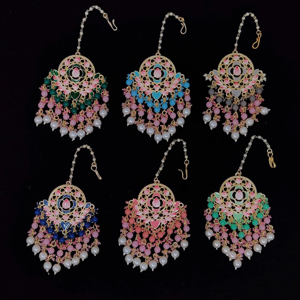 Vaamika Gold Plated Meenakari & Beads Maang Tikka