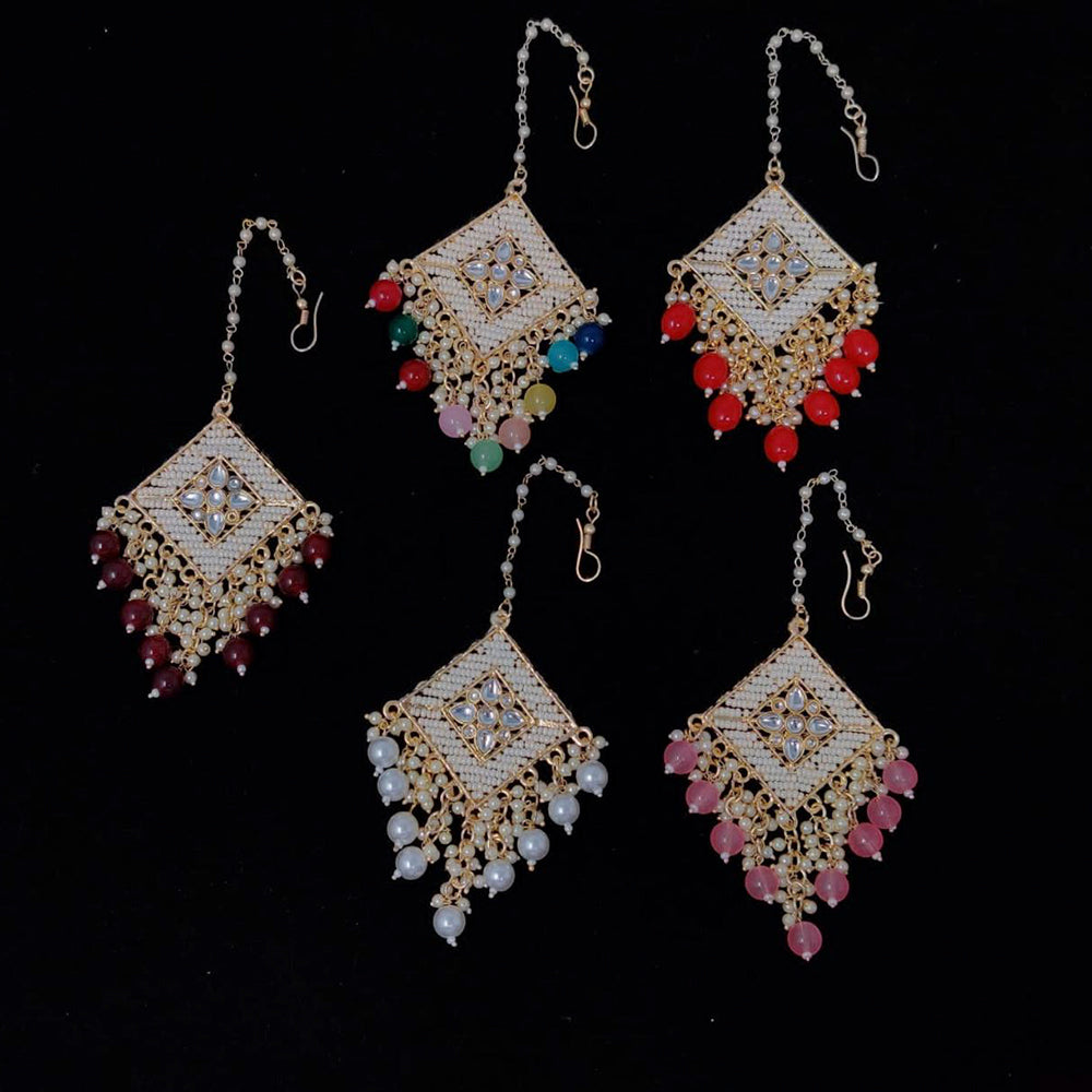 Vaamika Gold Plated Kundan Stone & Beads Maang Tikka