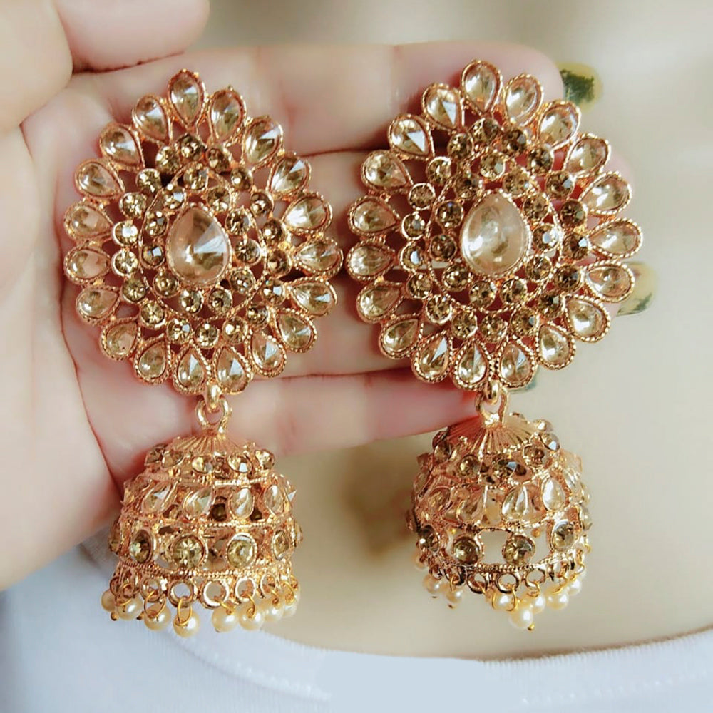 Vaamika Gold Plated Pack Of 2 Austrian Stone Jhumki Earrings