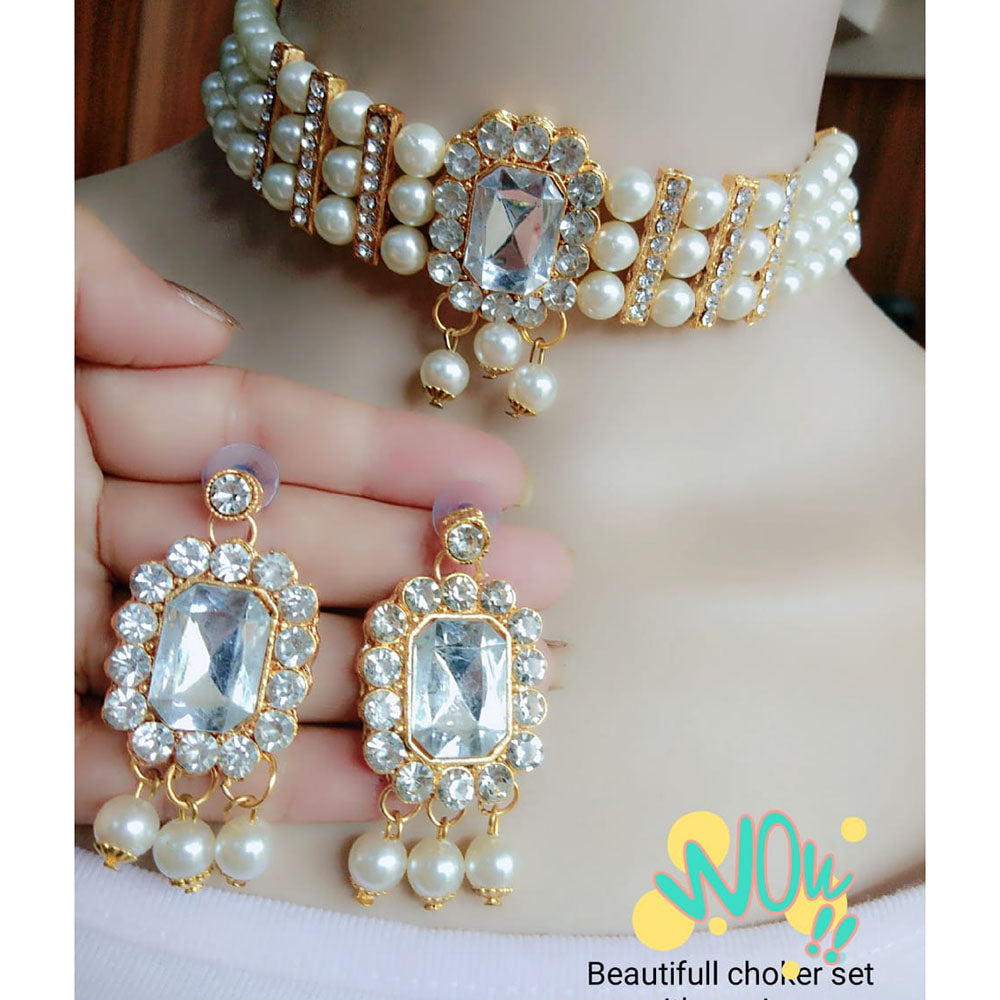 Vaamika Gold Plated Crystal & Austrian Stone & Pearl Necklace Set