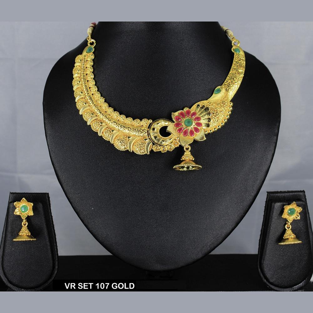 Mahavir Forming Gold Necklace Set - VR 107 GOLDEN SET