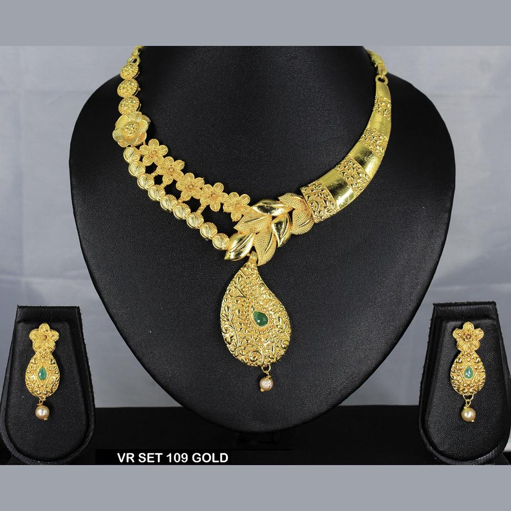 Mahavir Forming Gold Necklace Set - VR 109 GOLDEN SET