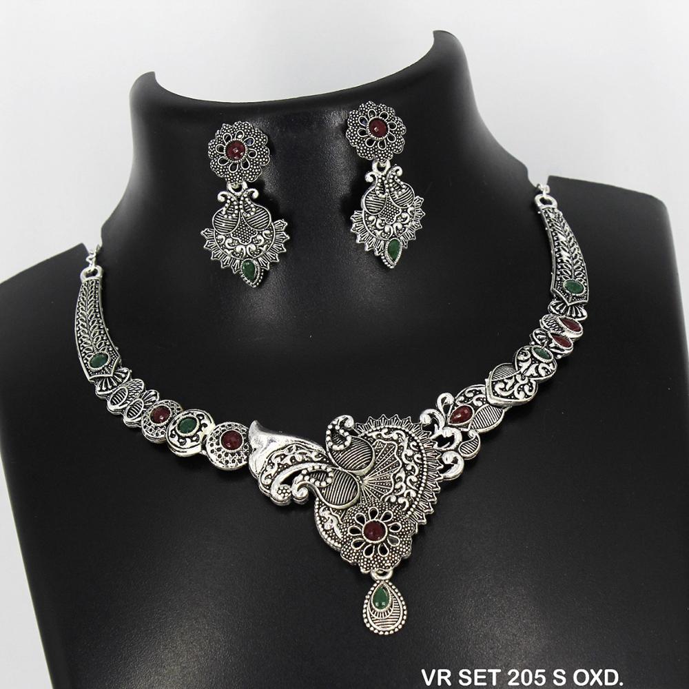 Mahavir Oxidised Plated Choker Necklace Set - VR SET 205 S. OXD