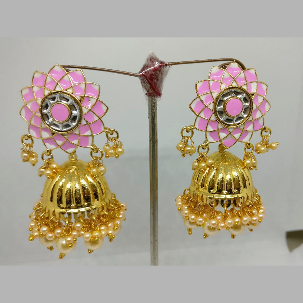 Midas Touch Gold Plated Meenakari Jhumki Earrings