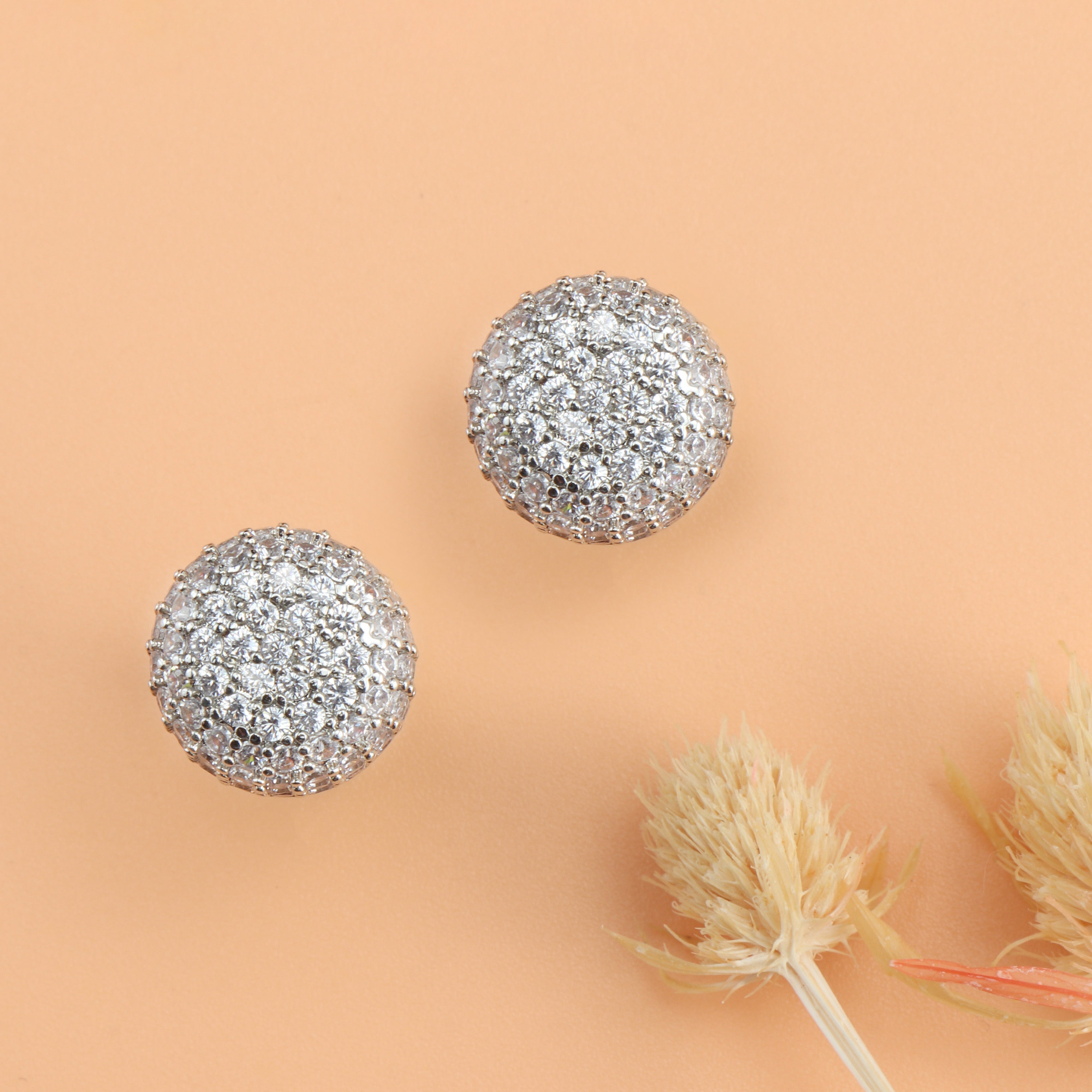 Nipura Zircon Disco Stud Earrings