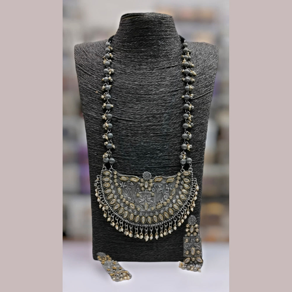 Blythediva Pack Of 3 Oxidised Plated Long Necklace