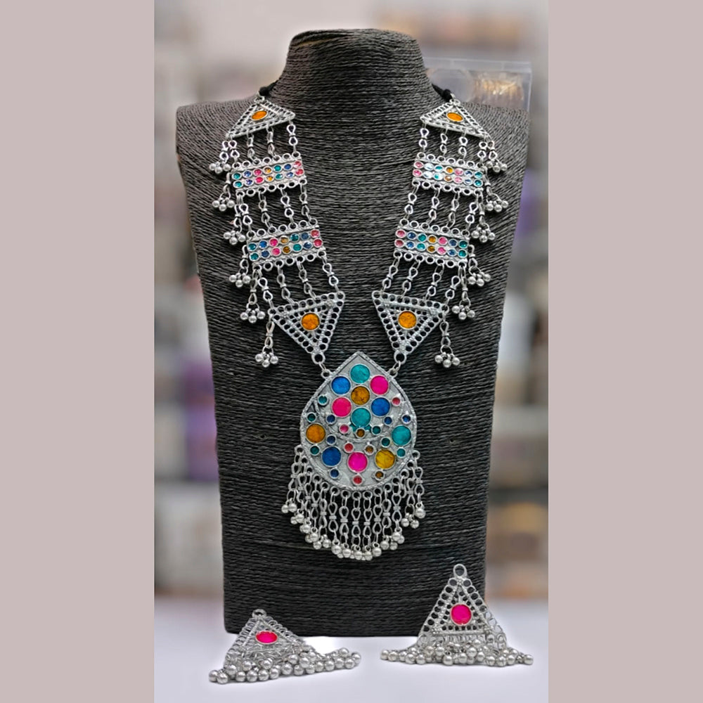 Blythediva Pack Of 3 Oxidised Plated Multi Color Long Necklace