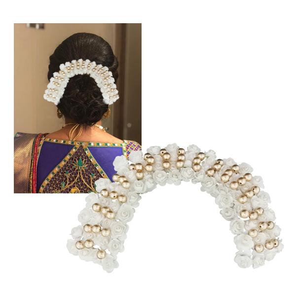 Apurva Pearls White Rose Hair Brooch - 1502273B