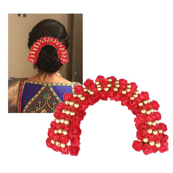 Apurva Pearls Red Rose Hair Brooch - 1502273A