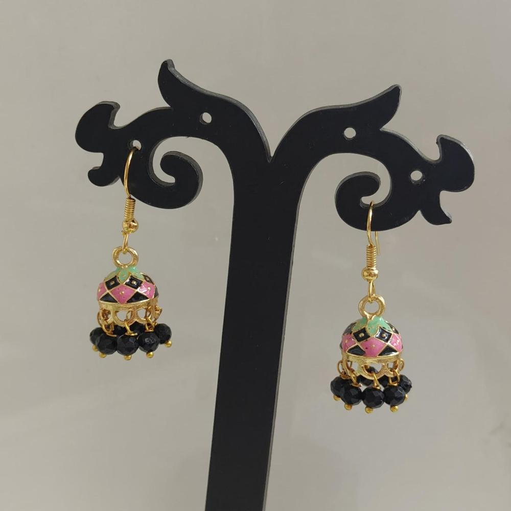 Pusti Art & Craft Multi Color Meenakari Gold Plated Jhumki Earrings (Assorted Color)