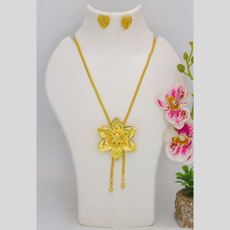 Mahavir Dye Gold Floral Pendant Set