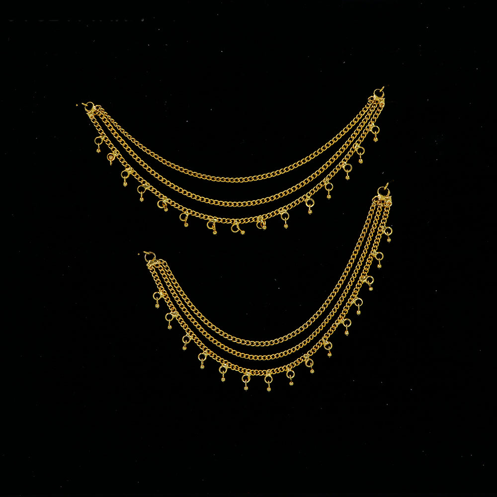 Mahavir Designer Triple Layer Pearl Kaan Chain (Pack of 6)