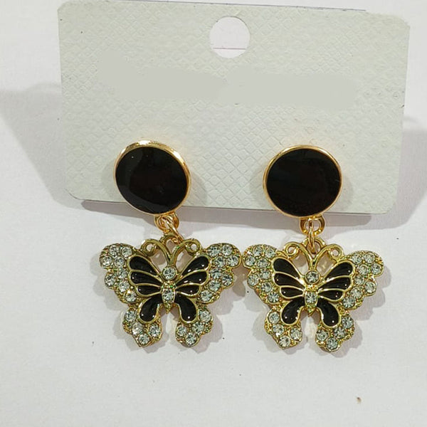 Diyu Dhyu Gold Plated Austrian Stone Dangler Earrings