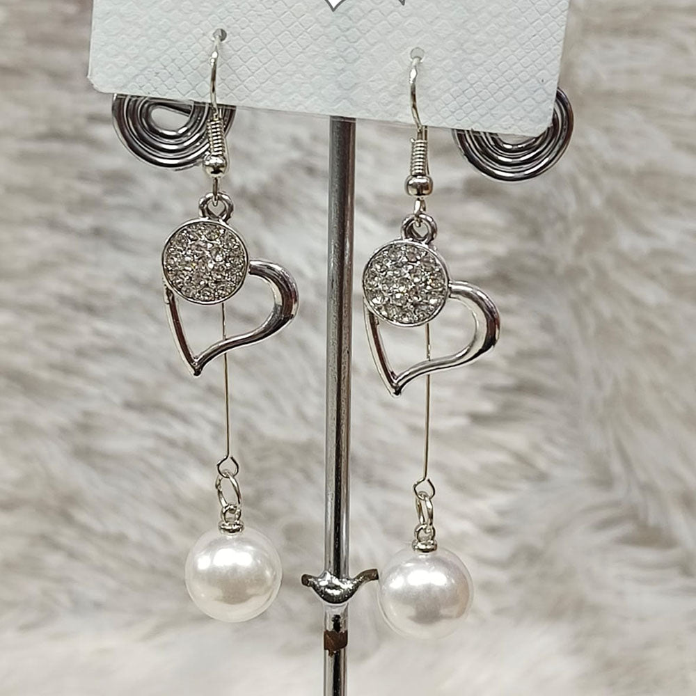 Diyu Dhyu Silver Plated Austrian Stone Dangler Earrings