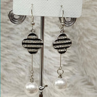 Diyu Dhyu Silver Plated Austrian Stone Dangler Earrings