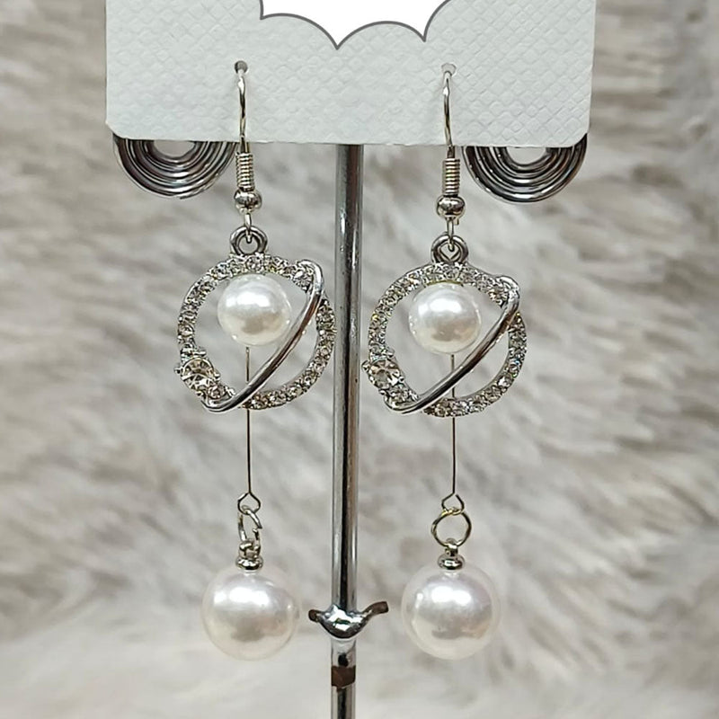 Diyu Dhyu Silver Plated Austrian Stone Dangler Earrings